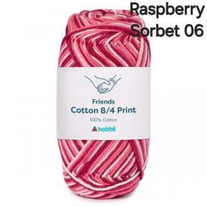 Fil Hobbii Friends Print  8/4/Raspberry Sorbet 06