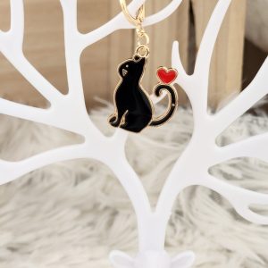 Marqueur de Maille/Chat noir cœur rouge