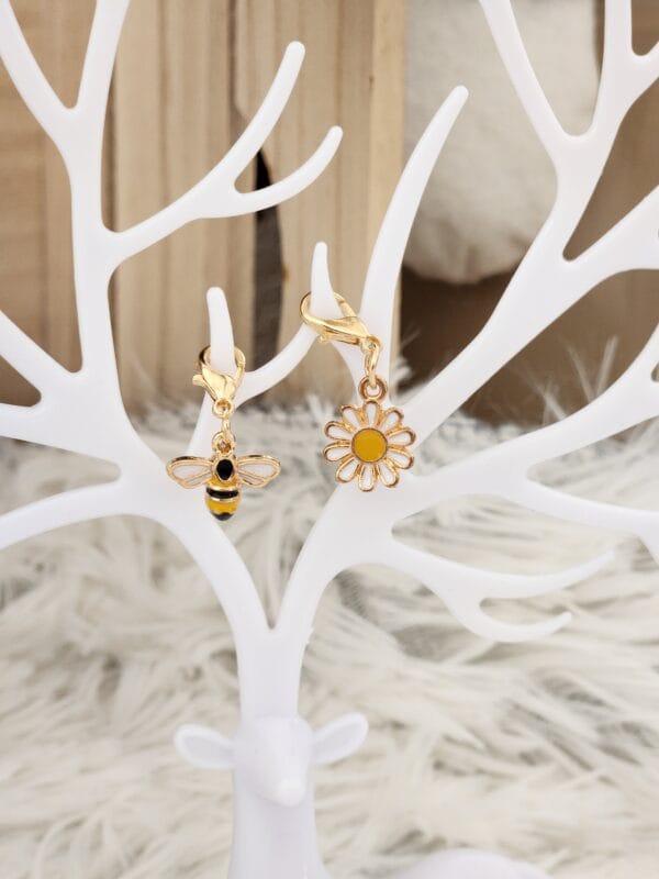 Marqueur de Maille/Abeille et fleur lot de 2
