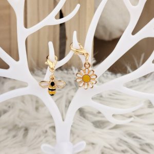 Marqueur de Maille/Abeille et fleur lot de 2